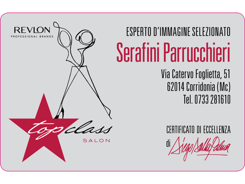 Certificato di eccellenza Top Class Salon