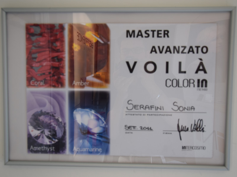 Certificato partecipazione Master avanzato VOILÀ COLOR IN