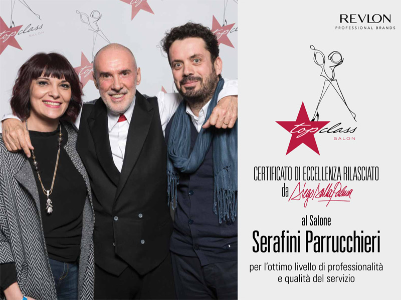 Sonia e Francesco con Diego Dalla Palma - Certificato di eccellenza Top Class Salon